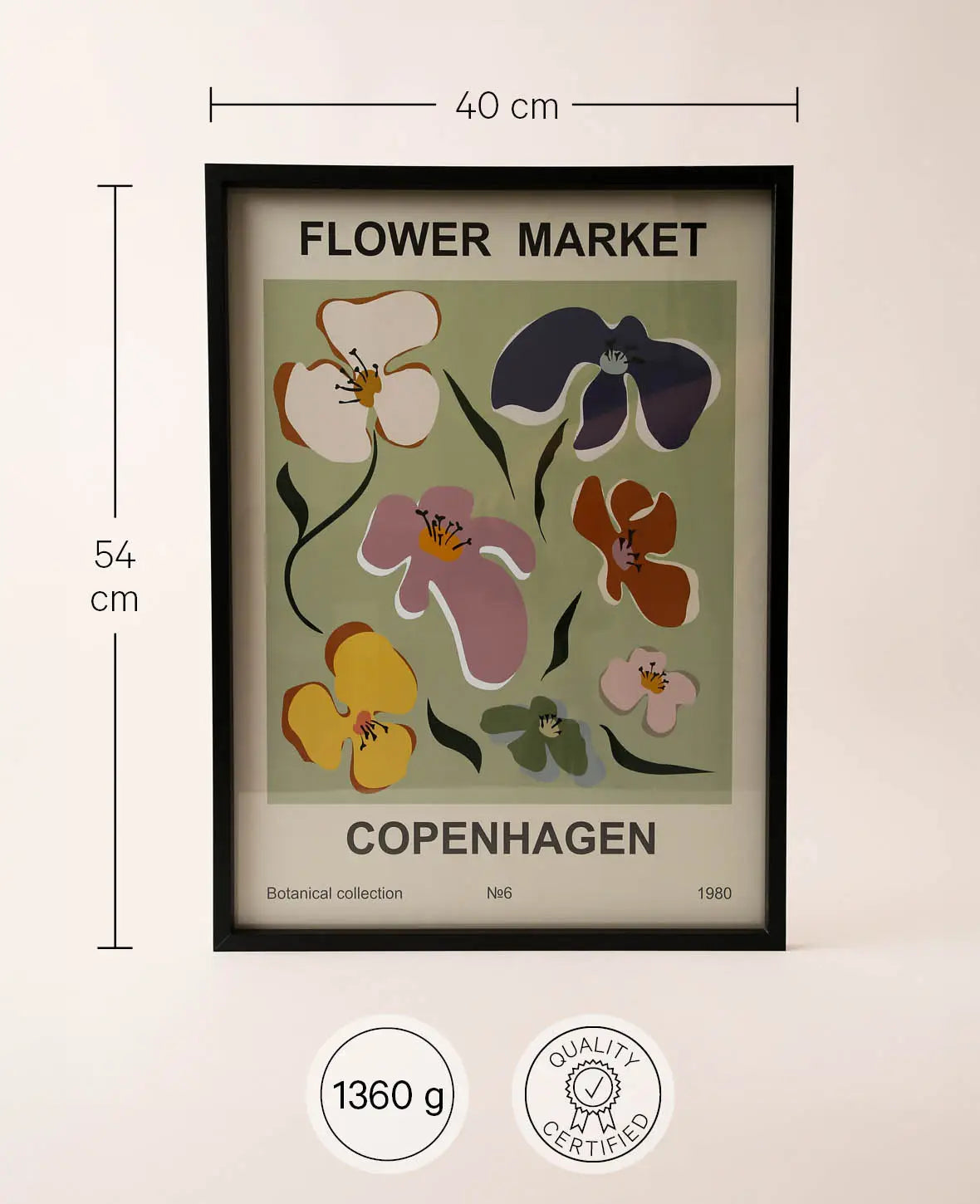 Gerahmtes Poster / Bild / Print mit Illustration "Flowermarket Copenhagen"