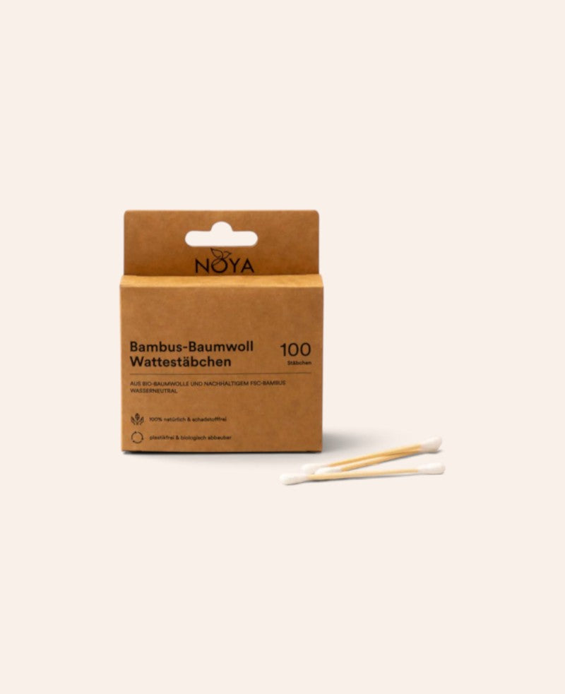 Noya Wattestäbchen, Plastikfrei und biologisch abbaubar, 100 Stk.