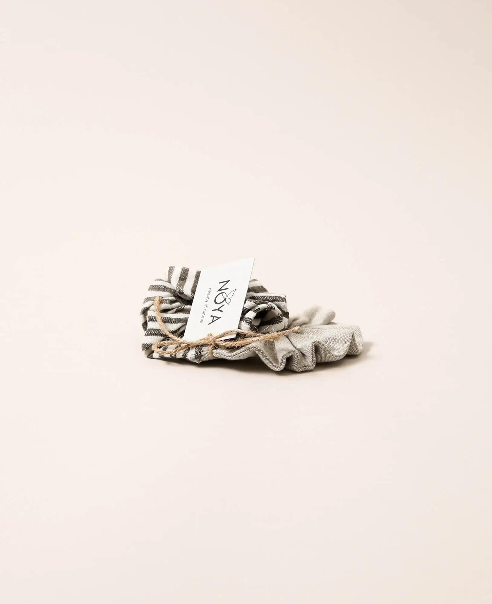 Noya Scrunchie Set, Haargummi aus Stoff, Gestreift & Beige