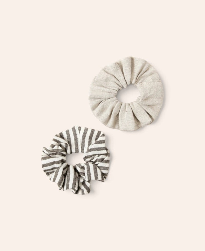 Noya Scrunchie Set, Haargummi aus Stoff, Gestreift & Beige