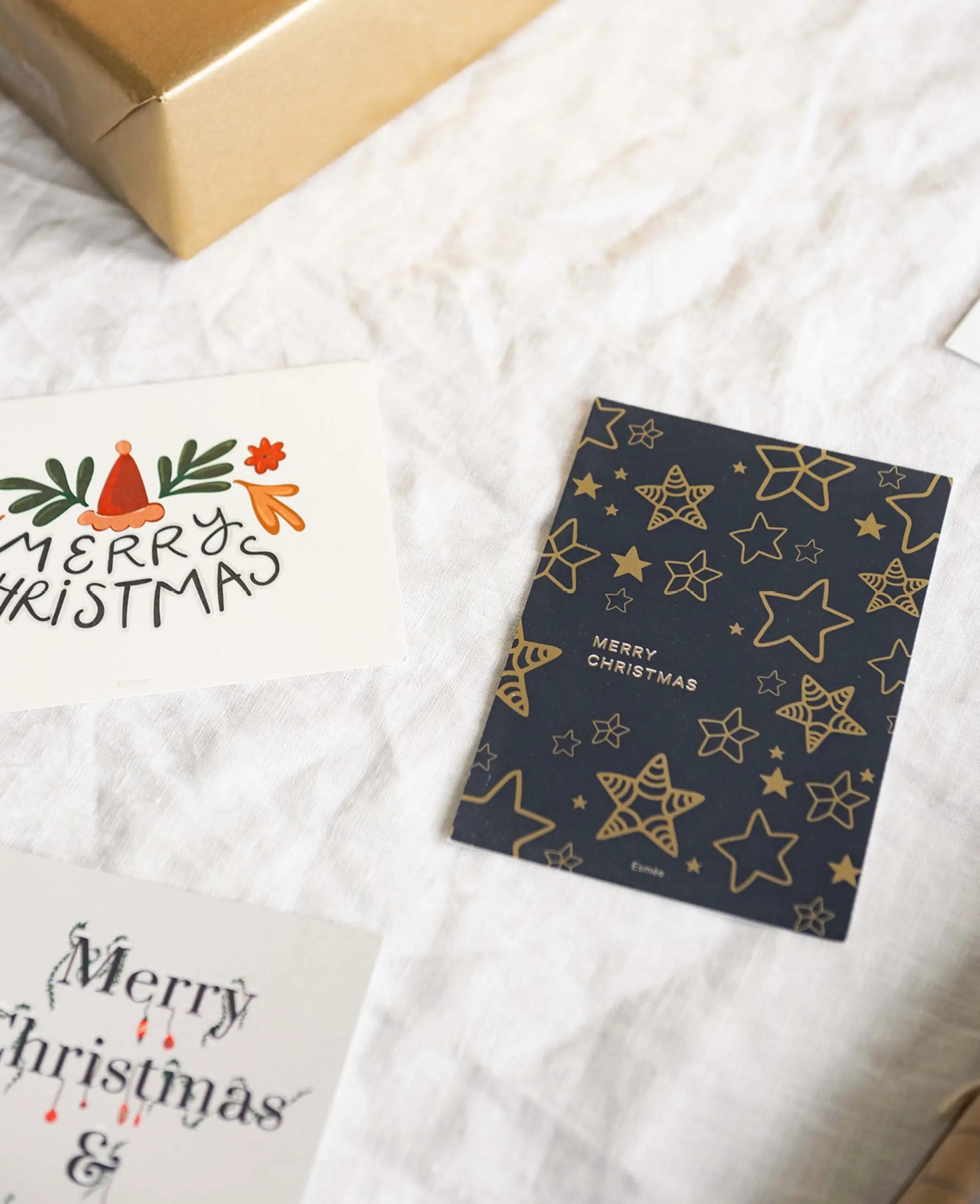 Weihnachtskarte im A6 Format, Golden Stars mit goldenem Folienprint