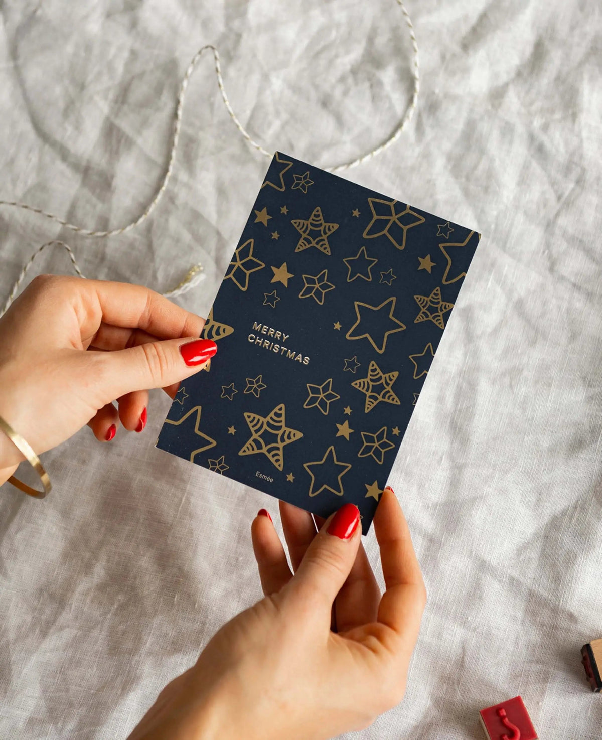 Weihnachtskarte im A6 Format, Golden Stars mit goldenem Folienprint