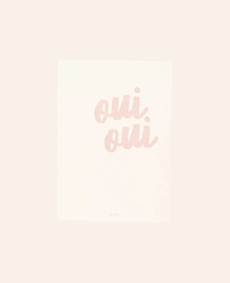 Grusskarte / Postkarte Hochformat "oui oui", 10.5 x 14.8 cm, weisses Naturpapier mit farbigem Print