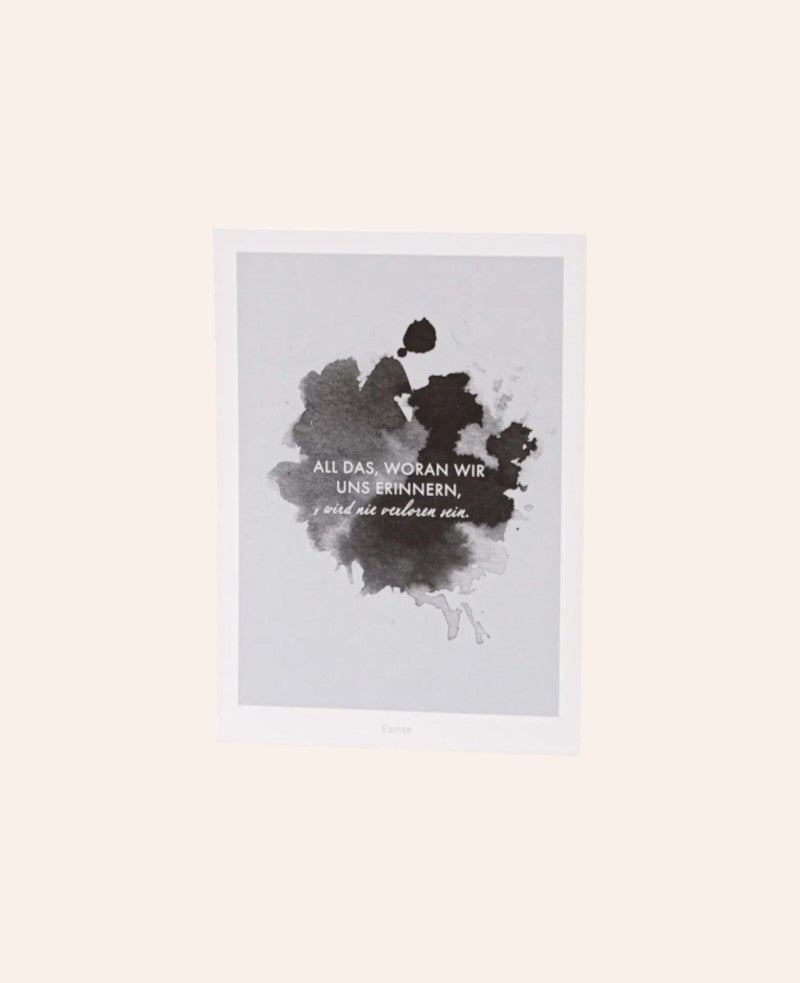 Trauerkarte / Postkarte Hochformat "Erinnerung", 10.5 x 14.8 cm, weisse Karte mit farbigem Print