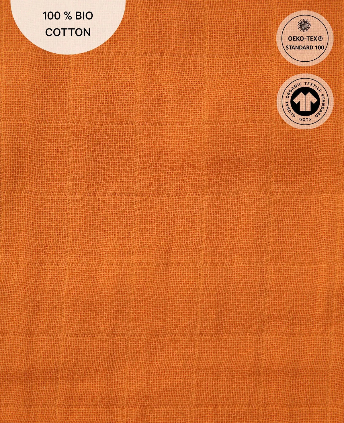 Musselin Tuch / Mulltuch aus 100% Bio Baumwolle als Nuscheli für Babys oder als Mode- und Dekoaccessoire in Dusty Orange, 120 x 100 cm