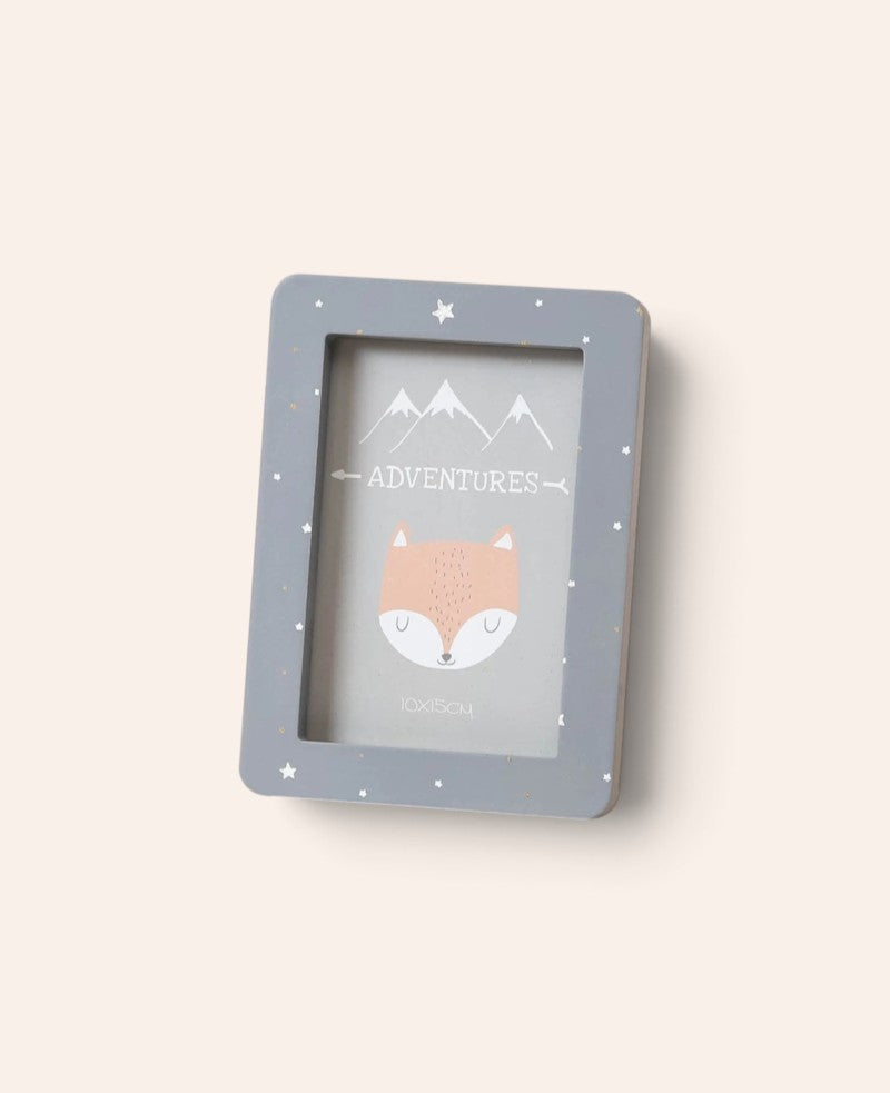 Bilderrahmen für Kinder, mit Fuchsmotiv und Sternchen verziert, 13 cm x 18 cm