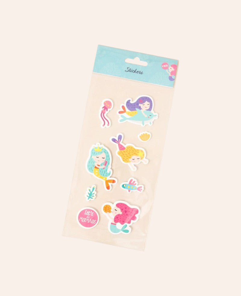 Sticker / Aufkleber für Kinder mit Meerjungfrau Design "Let's be Mermaids", 9-teiliges Set
