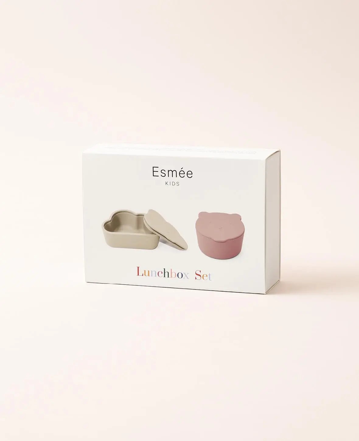 Kinder Lunchbox Set / Snackbox / Aufbewahrungsdosen in Wolken und Bärenform, aus Silikon in Rosa / Beige