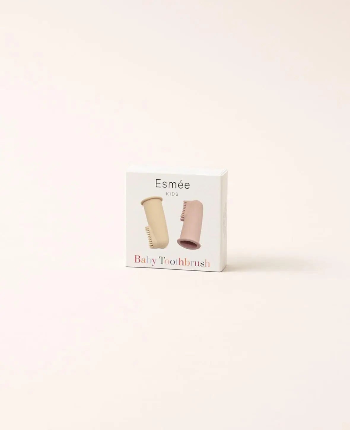 2er Set Fingerzahnbürste für Babys, aus Silikon in Rosa und Beige
