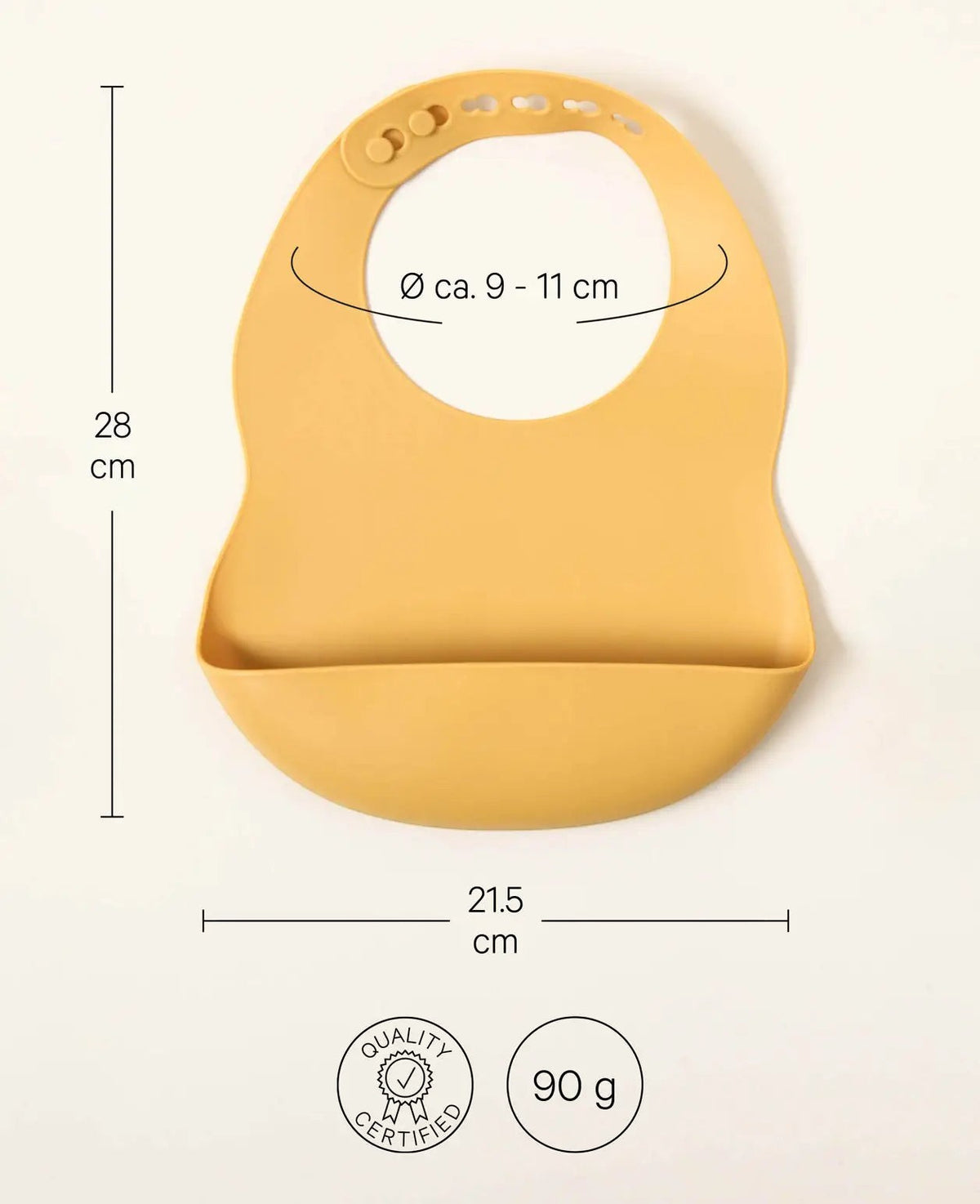 2er Pack Lätzchen aus Silikon mit Auffangschale, grössenverstellbar, gelb und rot, Ø 11 cm