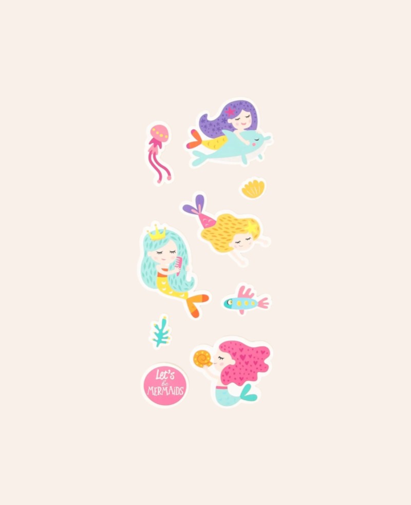Sticker / Aufkleber für Kinder mit Meerjungfrau Design "Let's be Mermaids", 9-teiliges Set