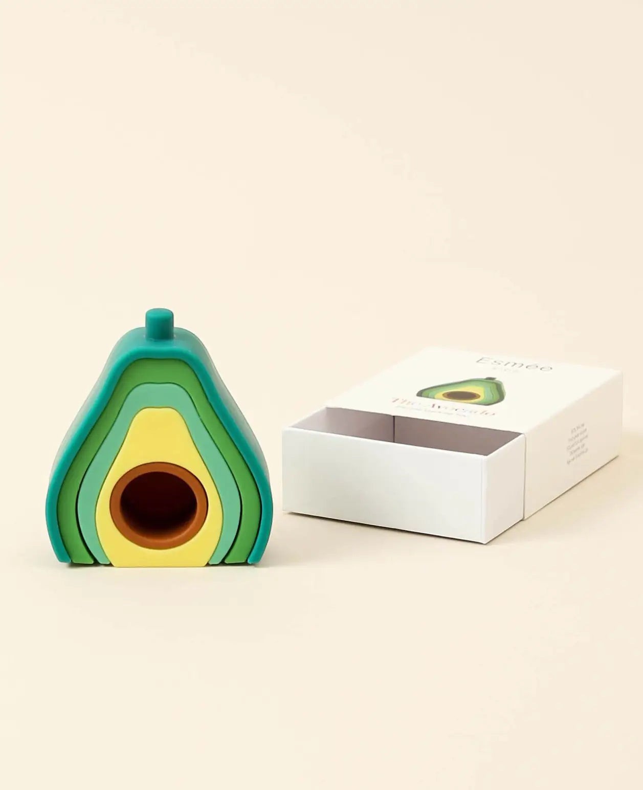 Steckspielzeug Avocado, 5-teilig, aus Silikon, ab 6 Monaten, H 10 cm