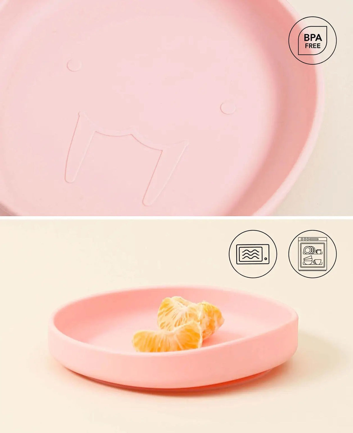 Kinder Monster / Walross Teller aus Silikon in rosa mit Saugnapf, Ø 17 cm