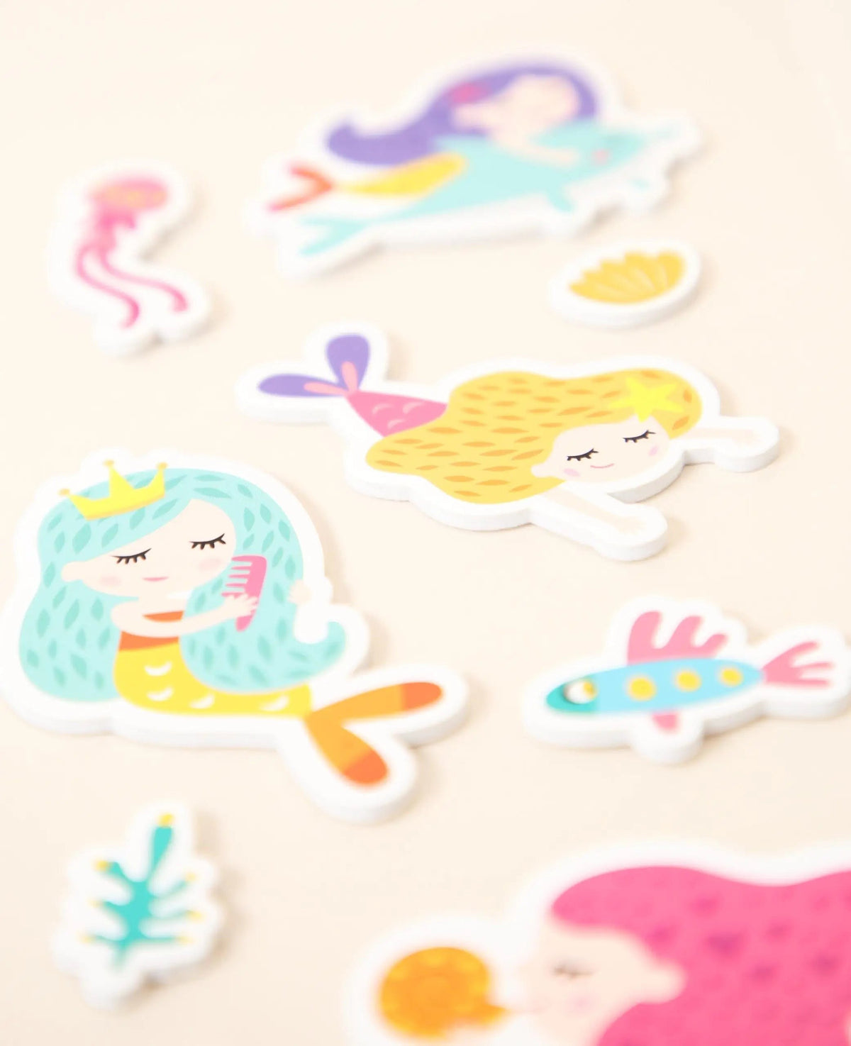 Sticker / Aufkleber für Kinder mit Meerjungfrau Design "Let's be Mermaids", 9-teiliges Set