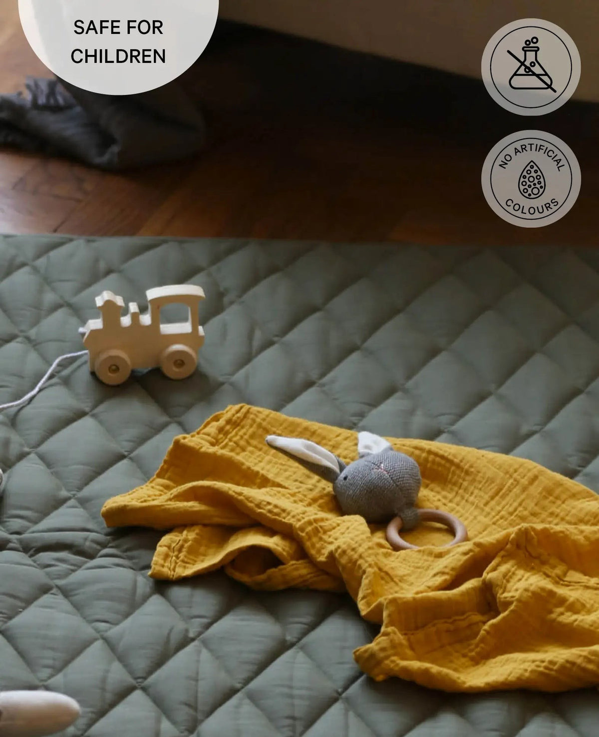 Musselin Tuch / Mulltuch aus 100% Bio Baumwolle als Nuscheli für Babys oder als Mode- und Dekoaccessoire in Senfgelb, 75 x 75 cm