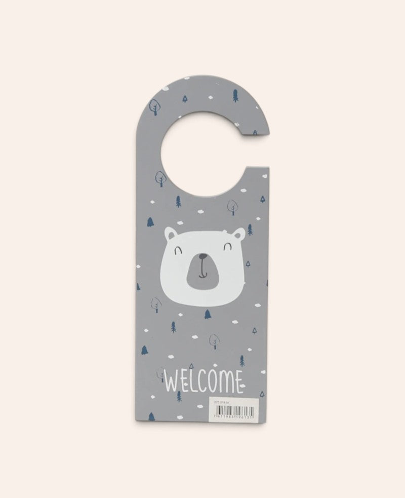 Kinder Türhänger mit Bärenmotiv und "Welcome" Schriftzug, H 24 cm x L 9 cm
