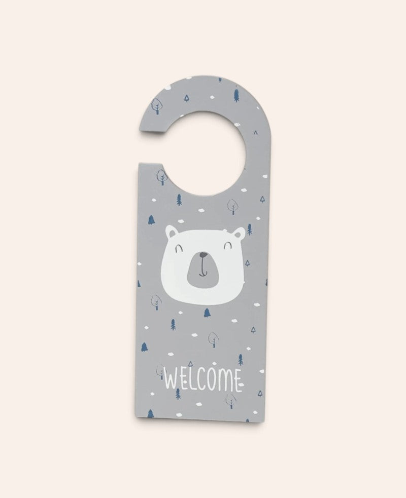 Kinder Türhänger mit Bärenmotiv und "Welcome" Schriftzug, H 24 cm x L 9 cm