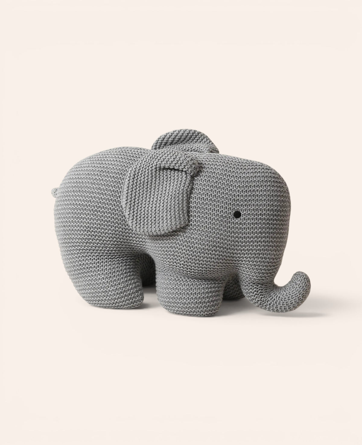Gestrickter Elefant / Stofftier aus Baumwolle, L 40 cm x B 15 cm x H 25 cm