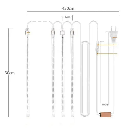 LED's Deko Pendelleuchte, Fallende Regentropfen, IP44, 3m, Blau, 8 Stk.