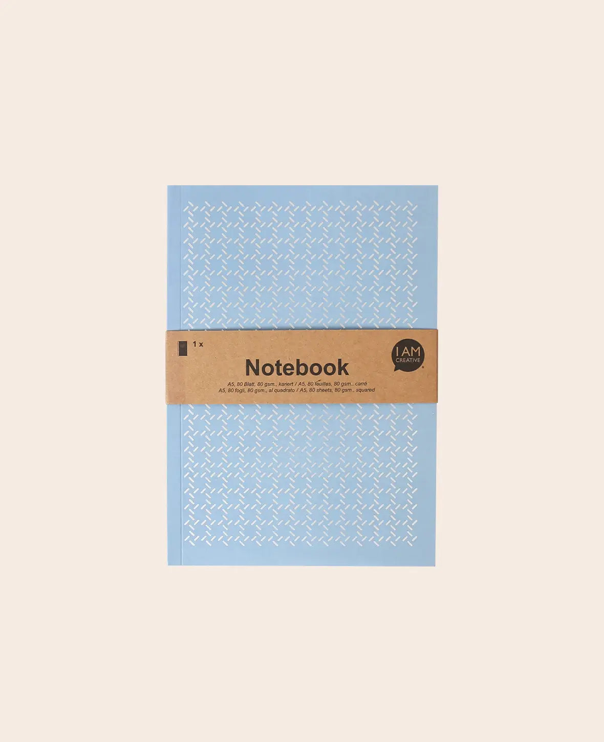 Notebook A5, Notizheft mit karierten Blättern in schlichtem gemusterten Design, Blaugrau, 80 g, 148 x 210 mm, 60 Blatt