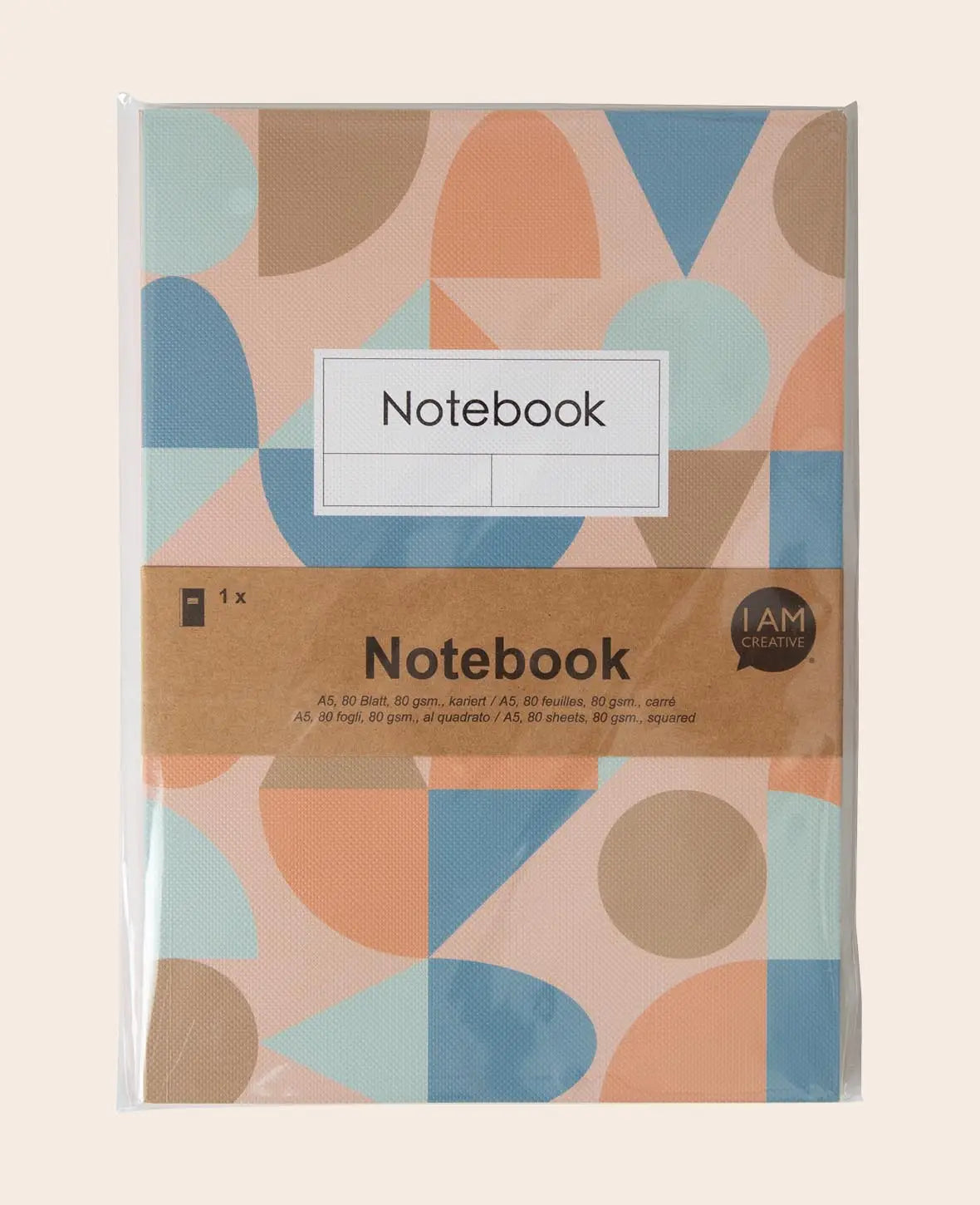 Notebook, A5, Notizheft mit karierten Blättern in grafischen Design, rosa, 80 g, 148 x 210 mm, 80 Blatt