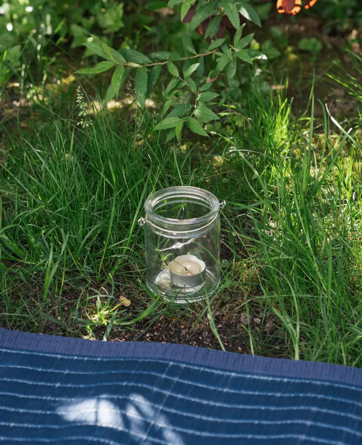 Teelichtglas mit Silberbügel, ø 8 x 10 cm