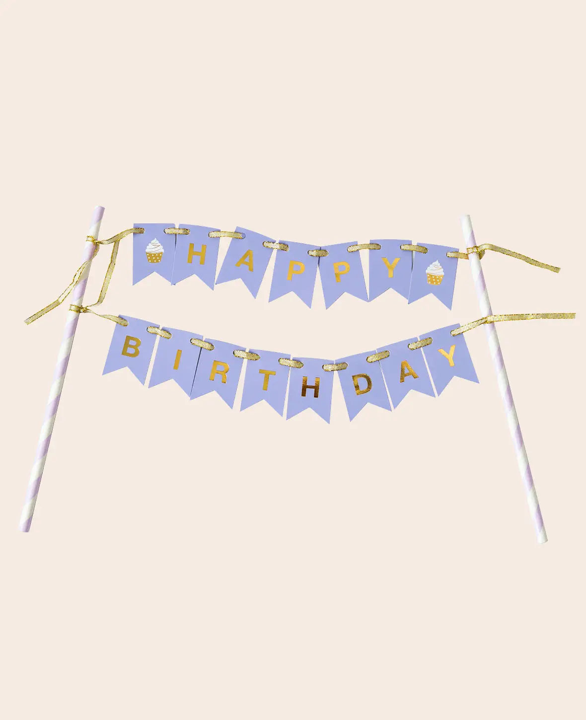 Torten Topper "Happy Birthday", Lavendel/Gold