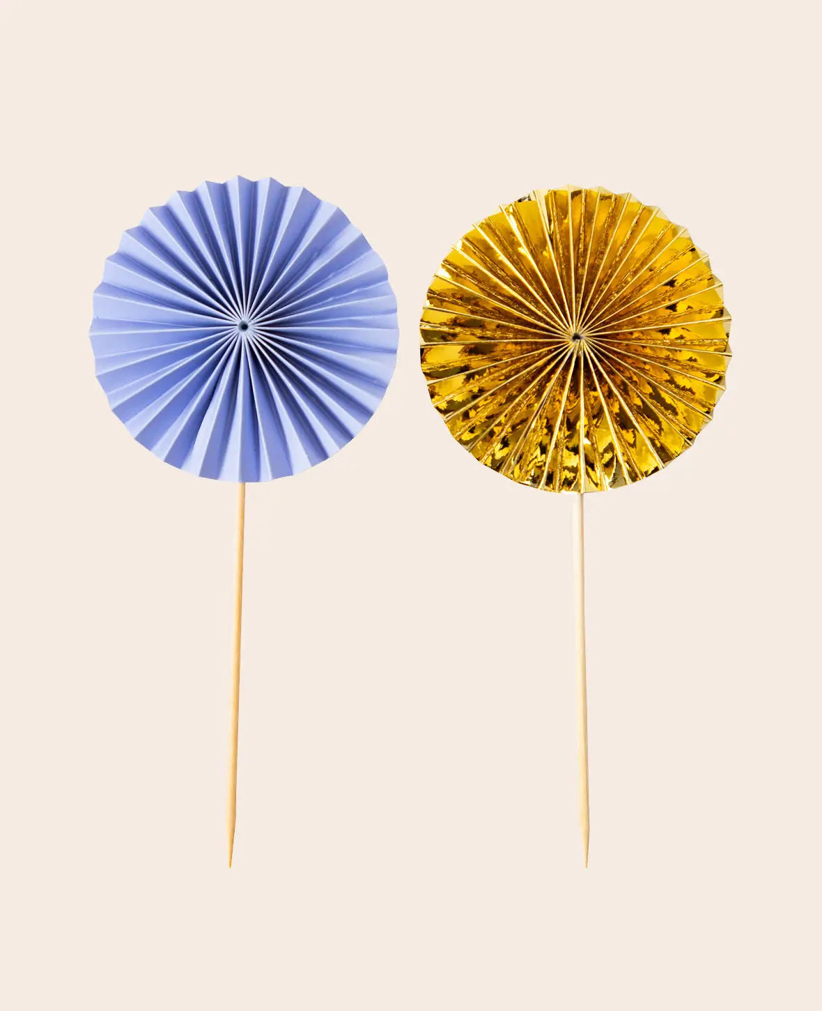 Torten Topper Fächer in Lavendel/Gold, 6 Stück