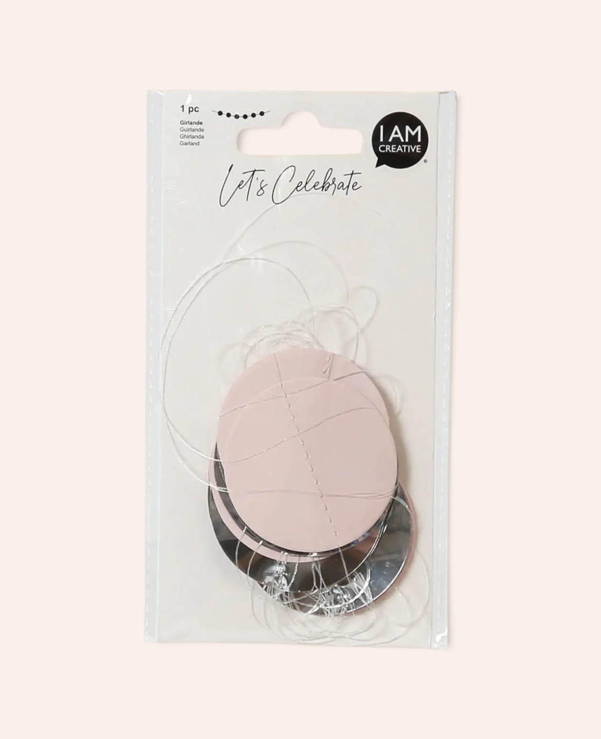 Girlande Punkte rosa / silber, 3 m