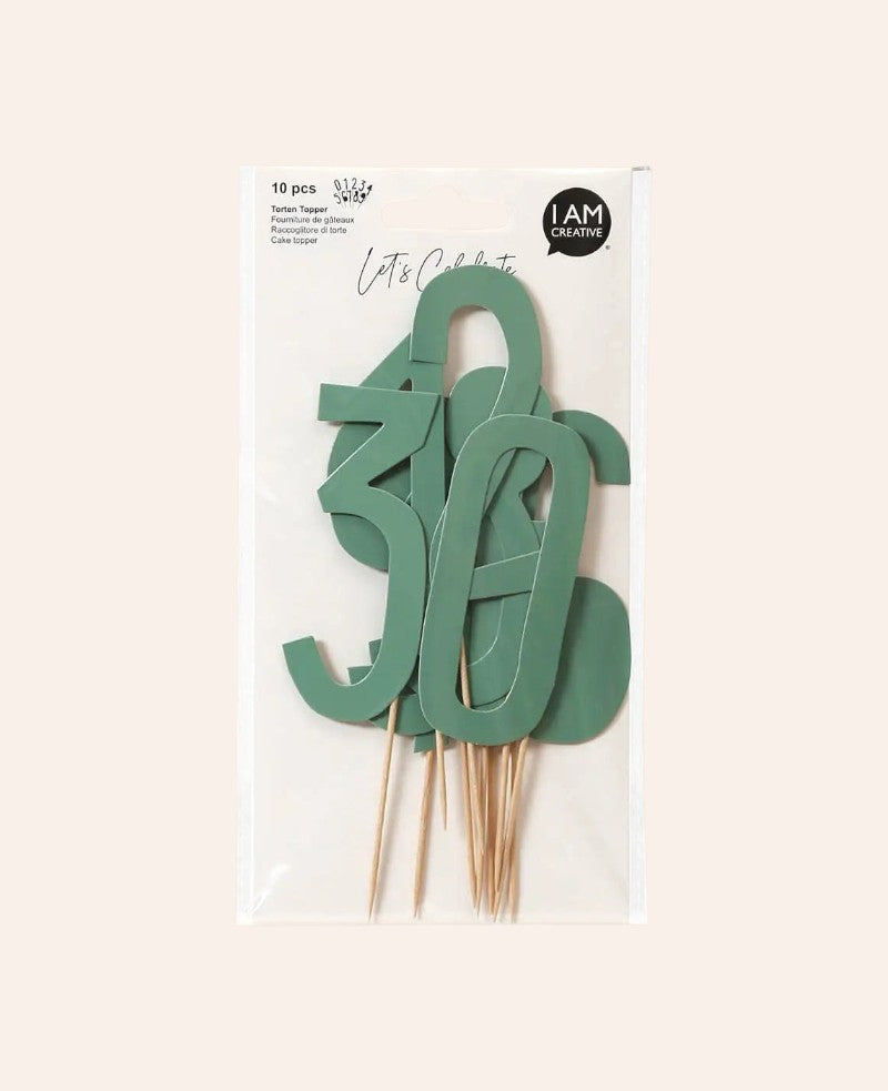 Torten Topper Zahl, Mint, 13 cm, 10 Stk.