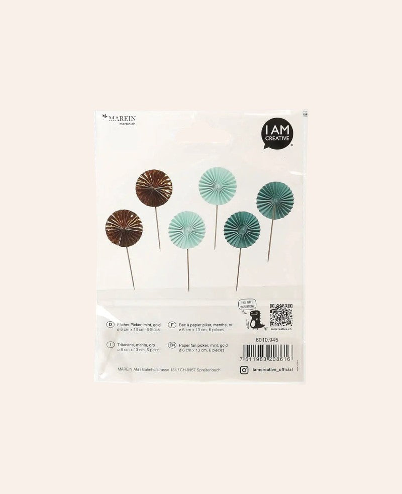 Fächer Picker, Mint / Gold, 6 Stk.