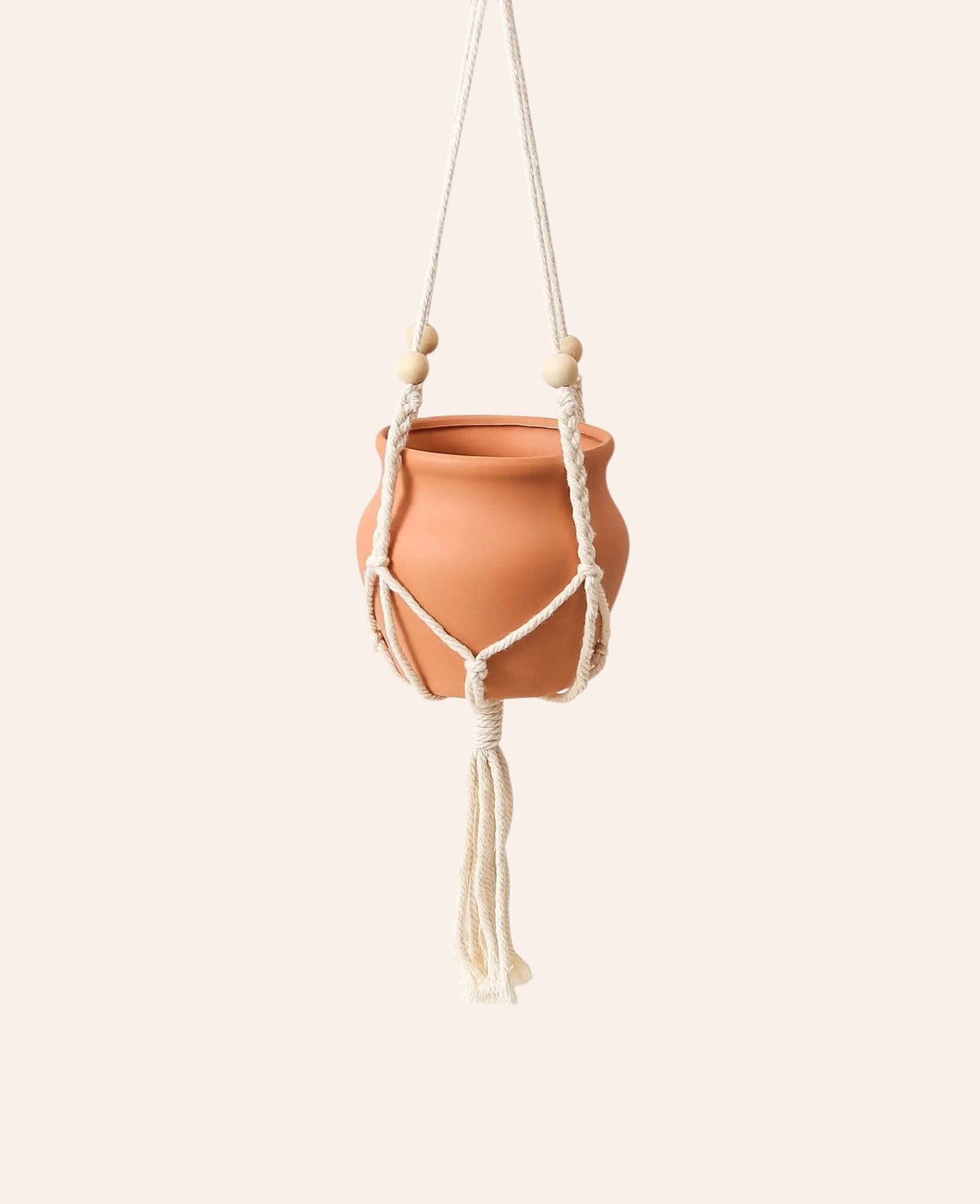Terracotta-Topf mit Makramee, 15 x 14 x 81 cm