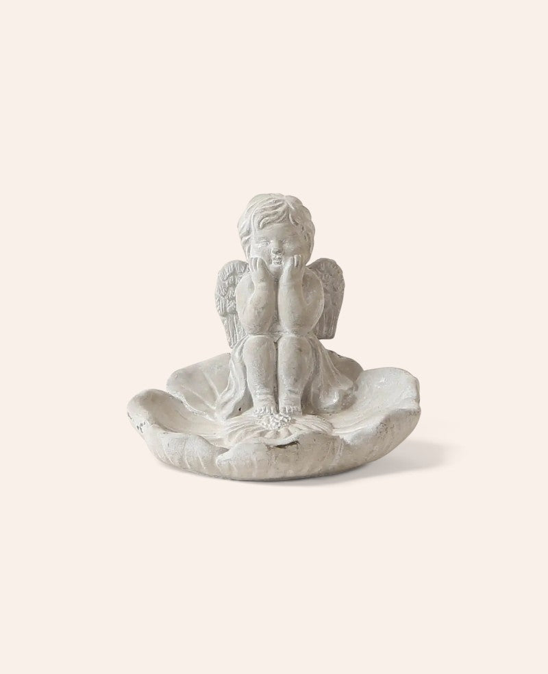 Vogel Bad mit Engel aus Zement, 20 x 19 x H16 cm