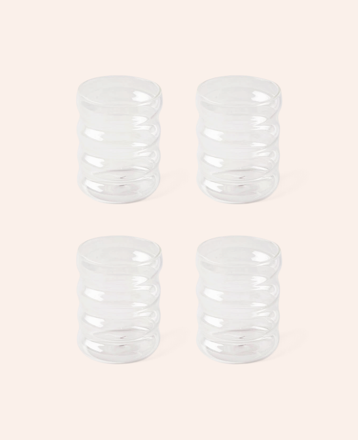 Esmée Set aus vier transparenten Bubble Trinkgläsern mit gewelltem Design für kalte und warme Getränke