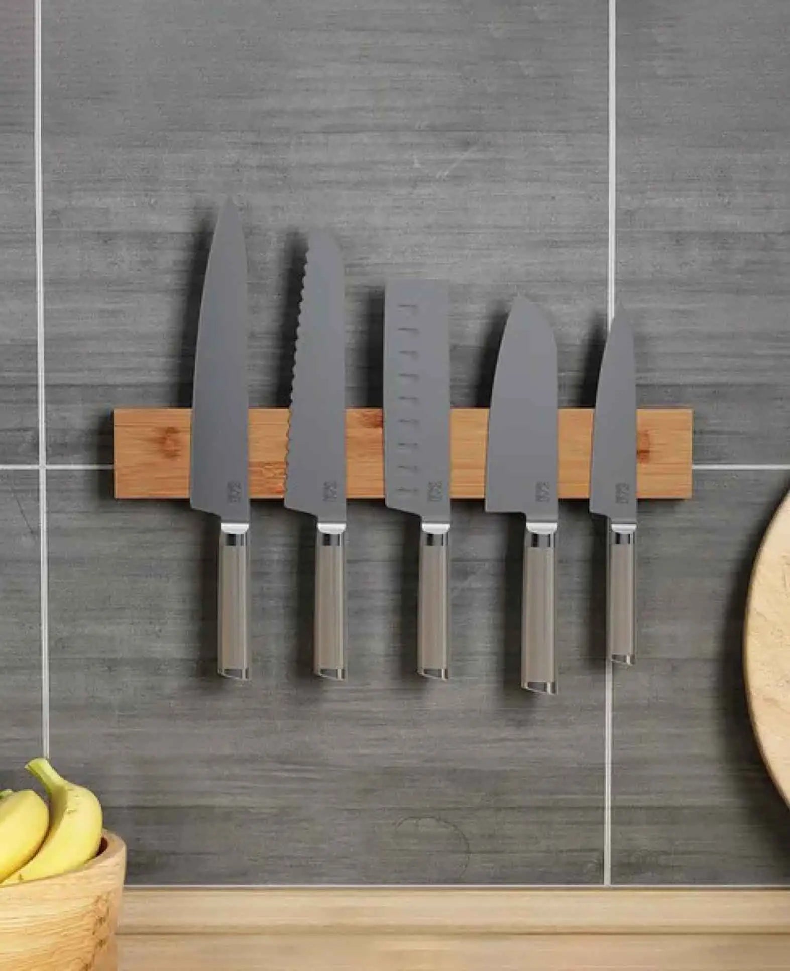 Magnetische Küchen Messer Halterung Holz Wandleiste - Braun, 40cm