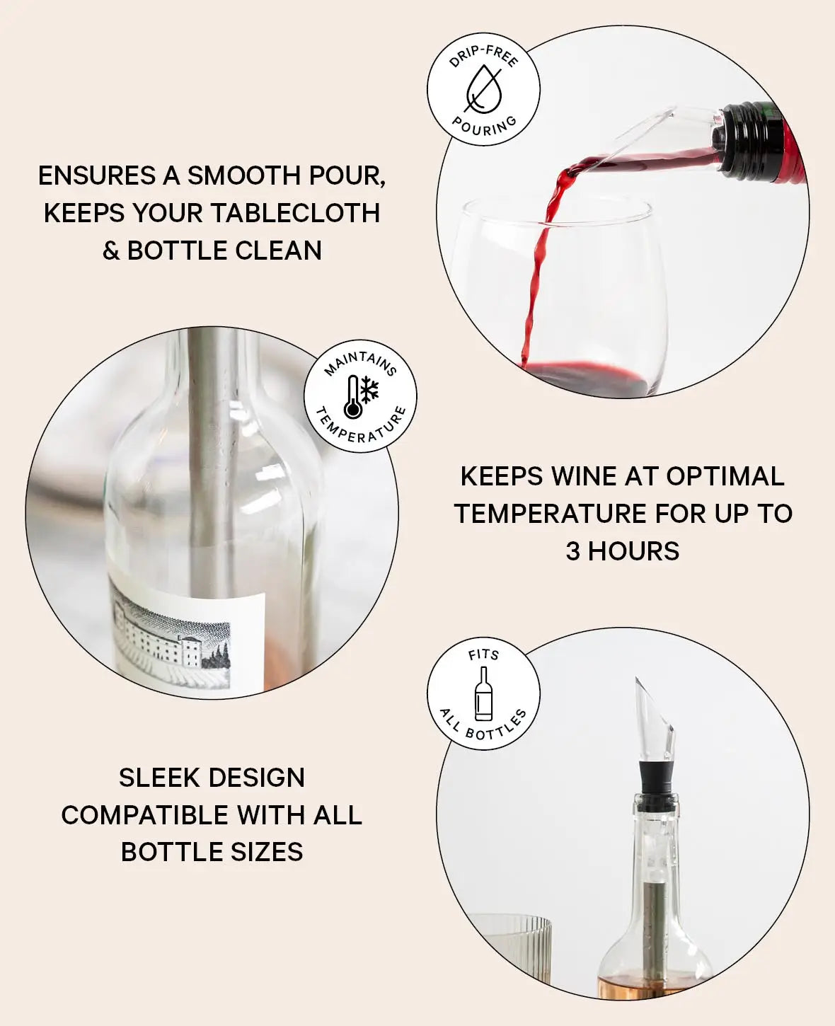 Flaschen Kühler aus Edelstahl mit Wein Dekanter und tropffreiem Ausguss