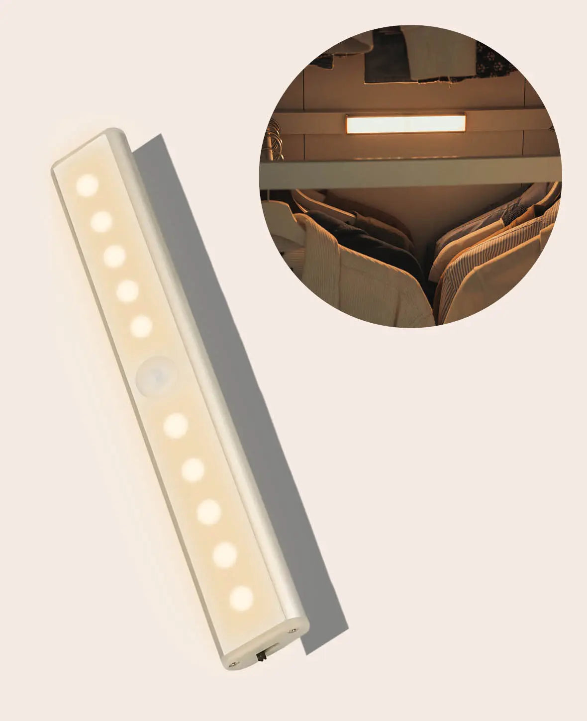 Magnetische, kabellose LED Lichtleiste mit Bewegungssensor – Warmweiss, 19 cm
