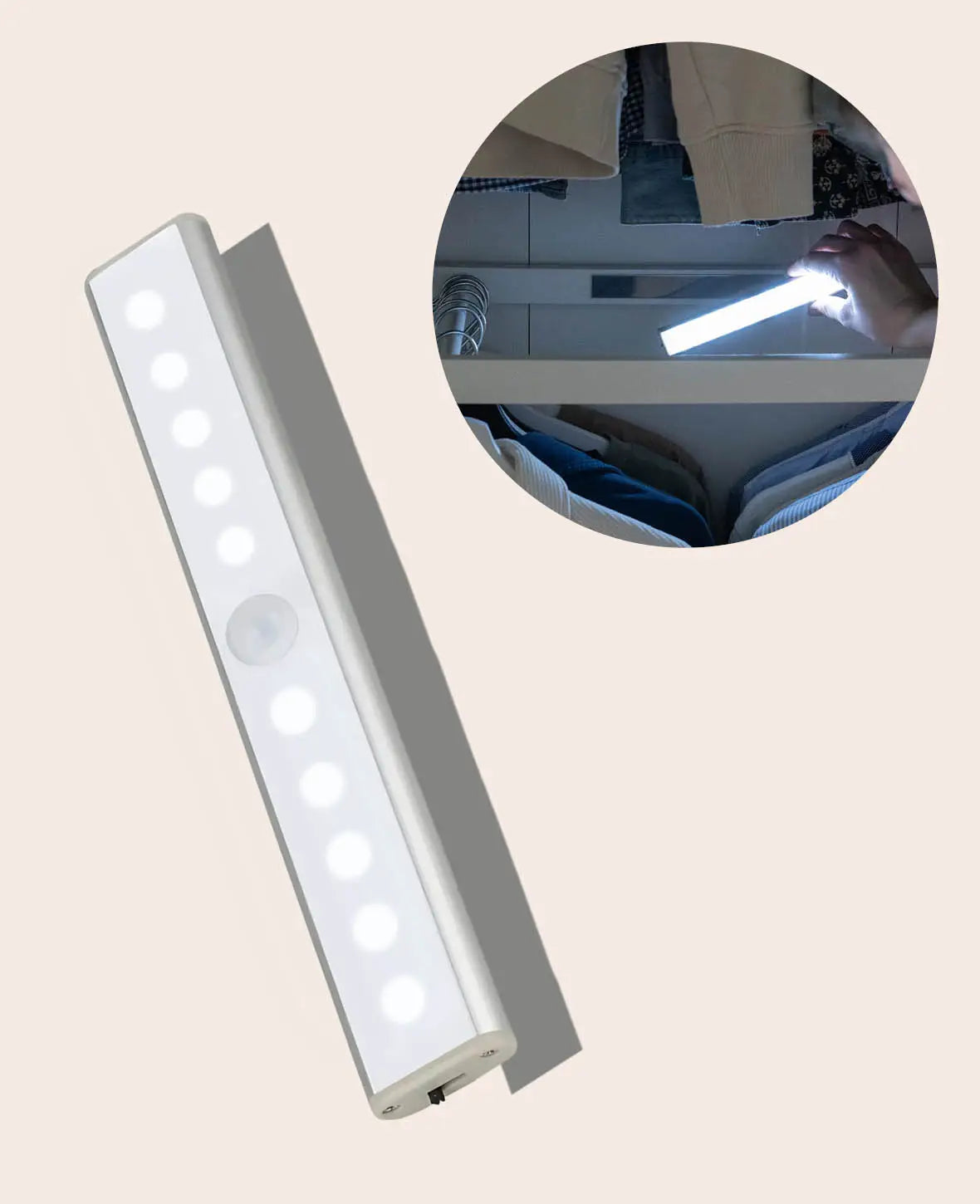 Magnetische, kabellose LED Lichtleiste mit Bewegungssensor – Kaltweiss, 19 cm