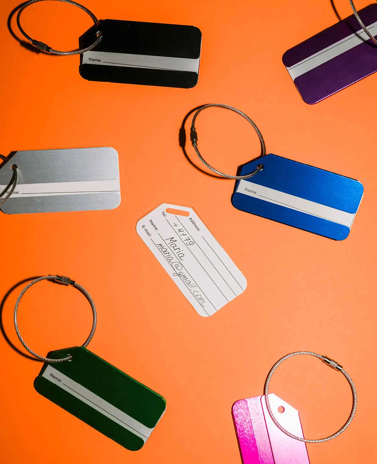 Aluminium Kofferanhänger Luggage Tag mit Adressschild, Bunt, 8 Stk.