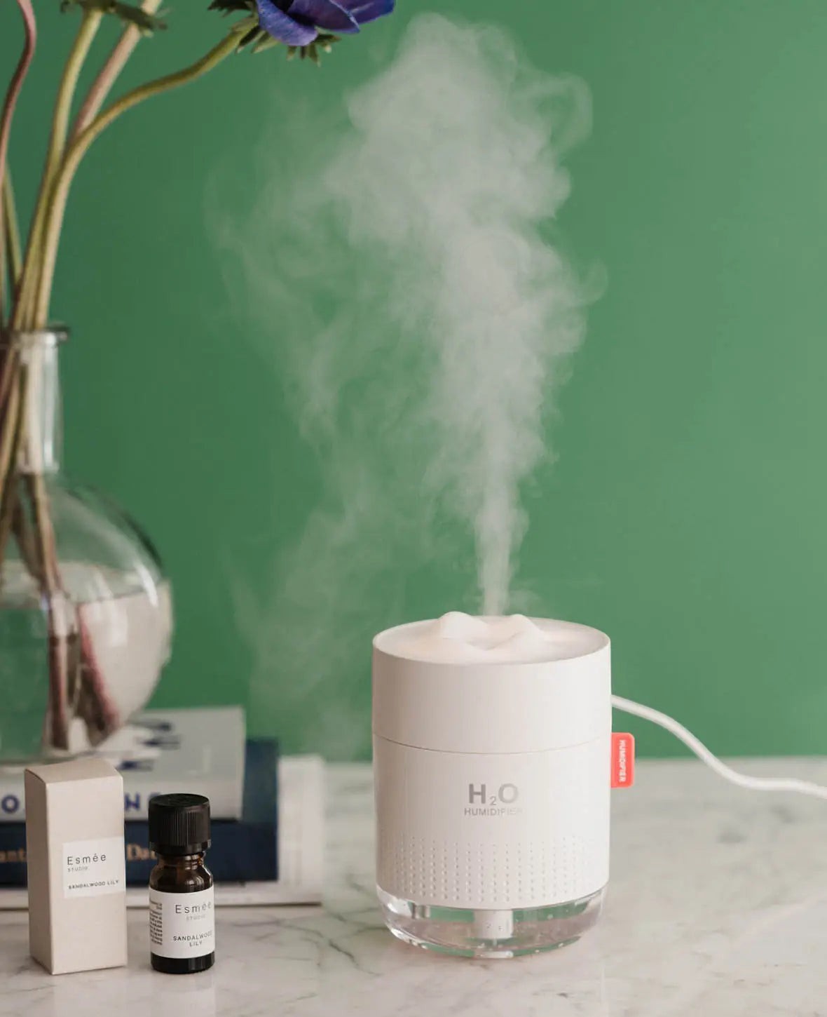 USB Luftbefeuchter Aroma Öl Diffuser mit LED Beleuchtung, Weiss, 500 ml