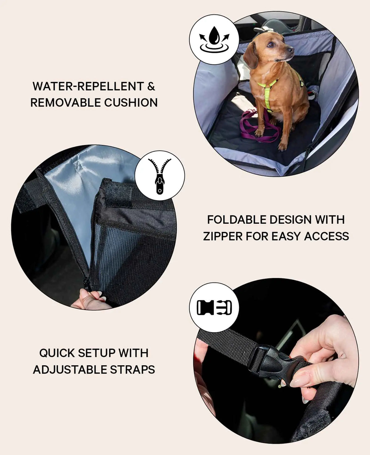 Faltbarer Auto-Hundesitz 49x49cm – Sicher & bequem