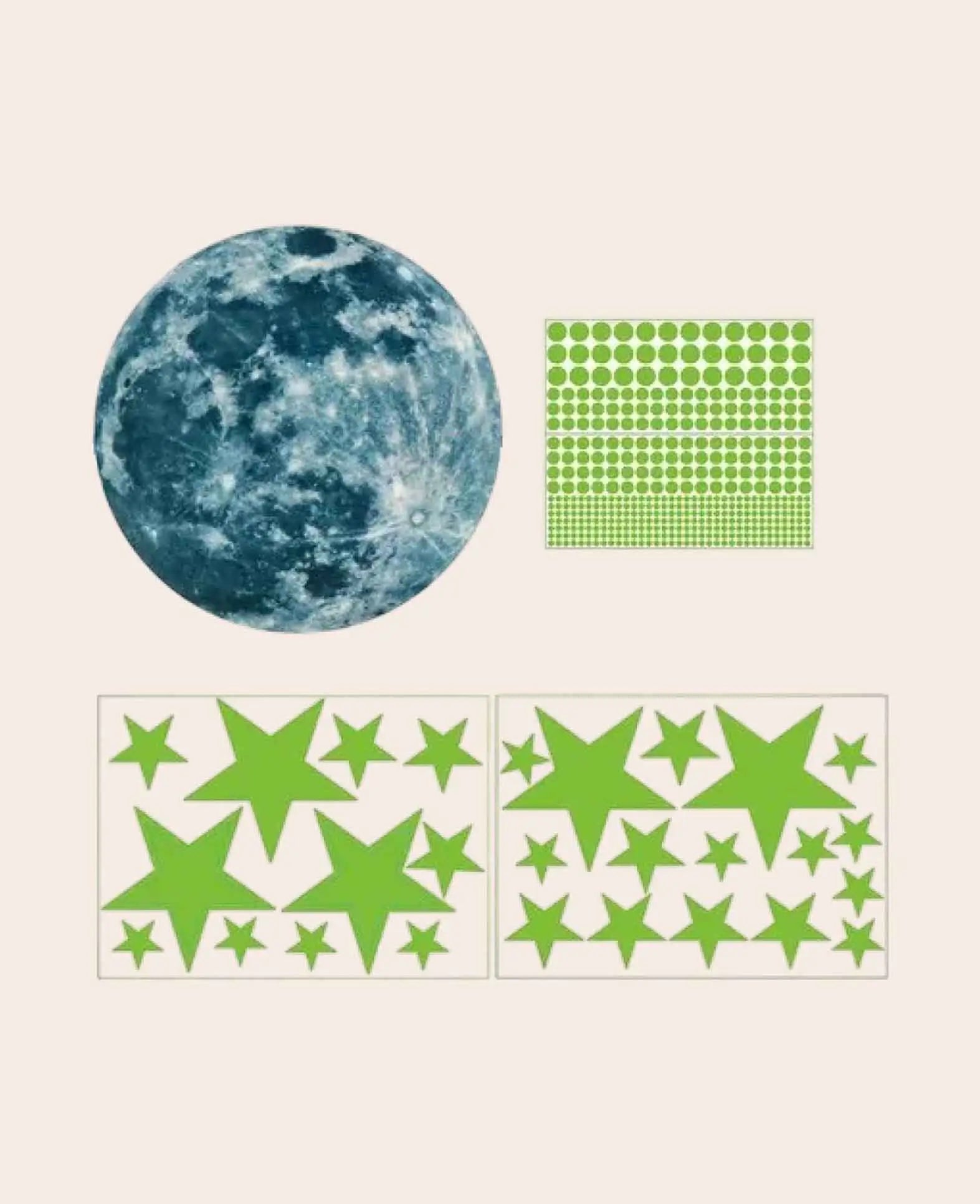 Leuchtsterne Fluoreszierender Mond Wandsticker Nacht Himmel, 435 Stk.