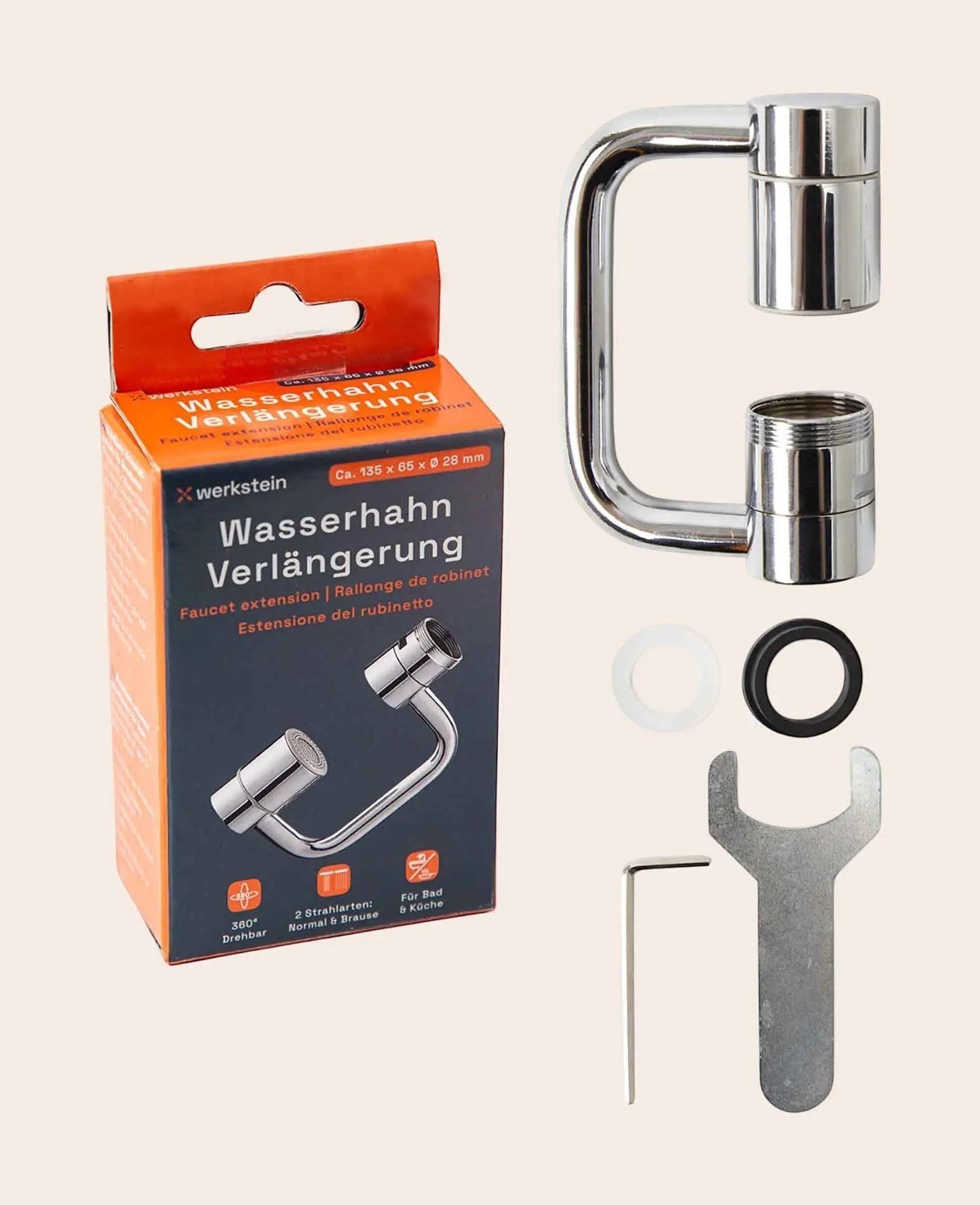 Wasserhahn Verlängerung Drehbarer Armaturen Aufsatz, Silber