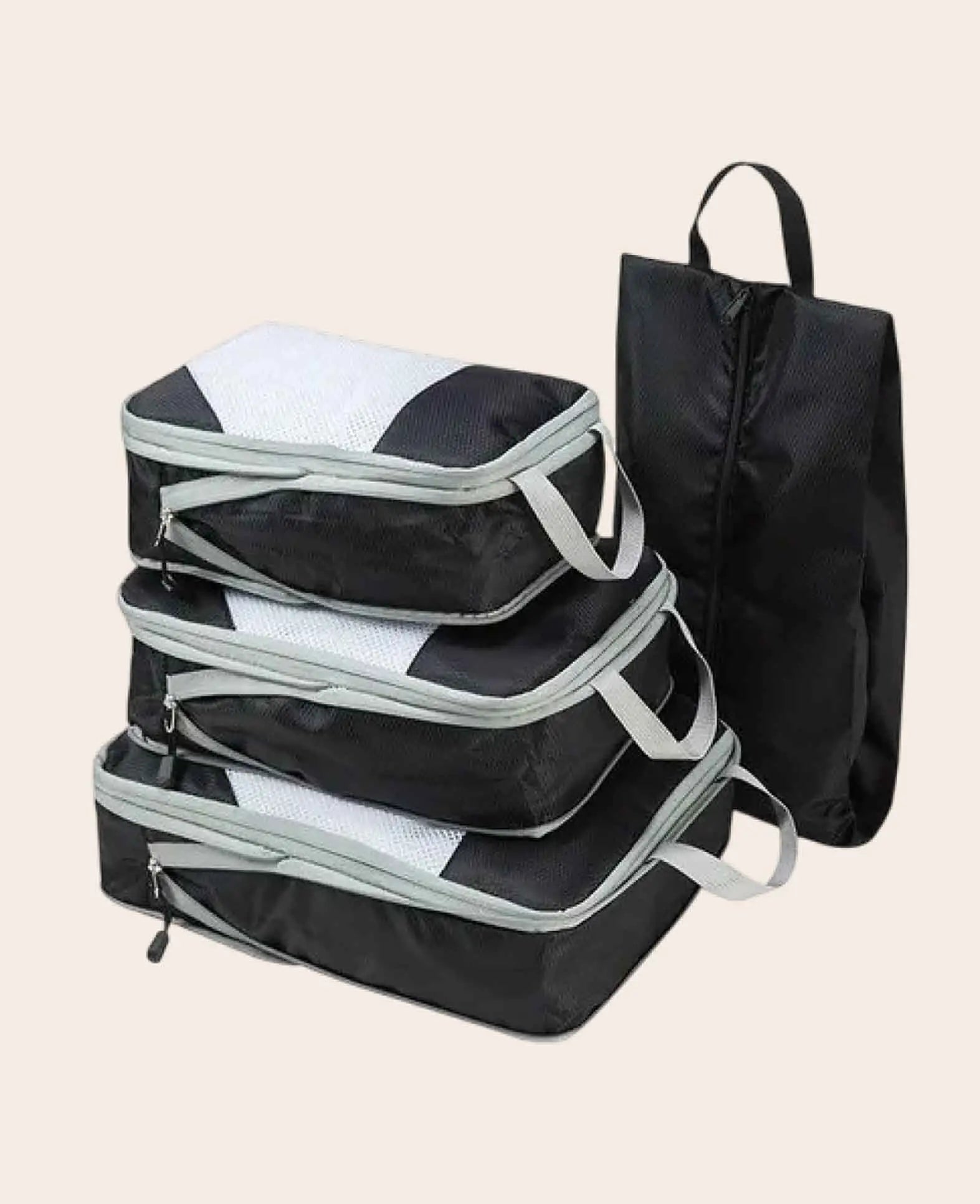 4in1 Koffer Organizer Reise Gepäck Kleidertaschen Schuh Beutel Set – Schwarz