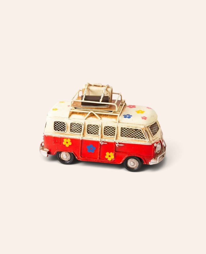 Sparkasse Hippie Bus Spardose – Flower Power Home Deko Rot