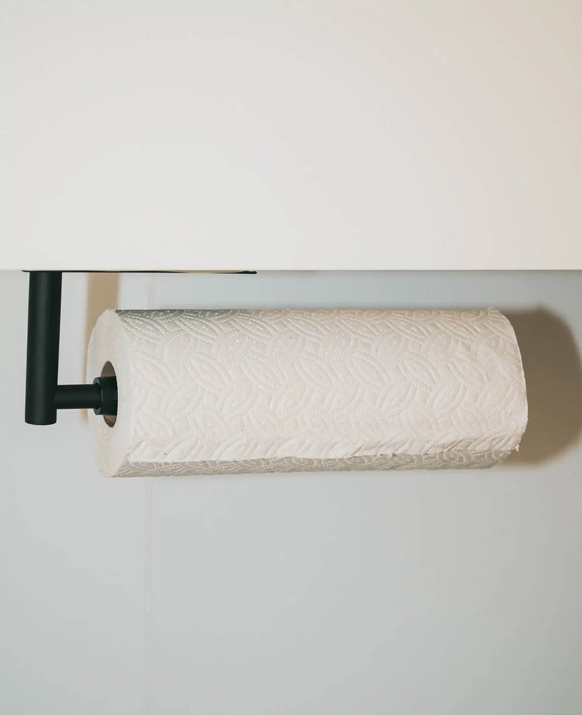 Selbstklebende Küchenrollen Halterung Ständer mit Dämpfung Schwarz, 30cm