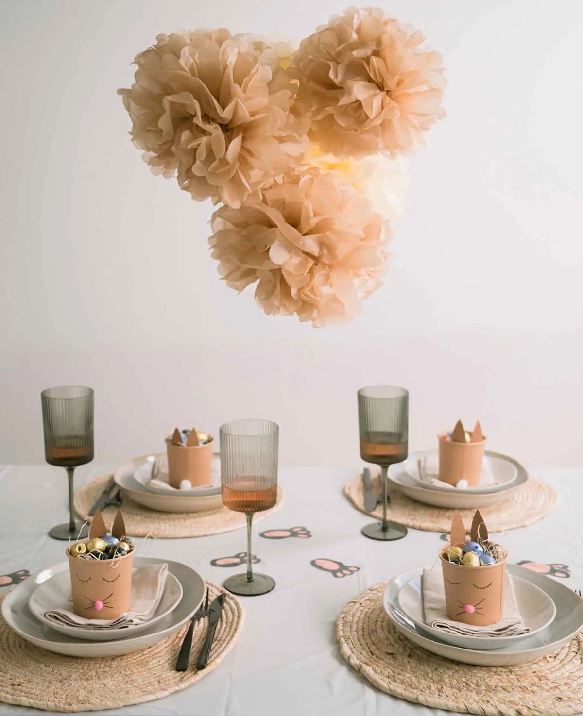 Papier Pompon's Deko Kreis Girlande Party - Grün / Braun / Beige, 15-tlg.