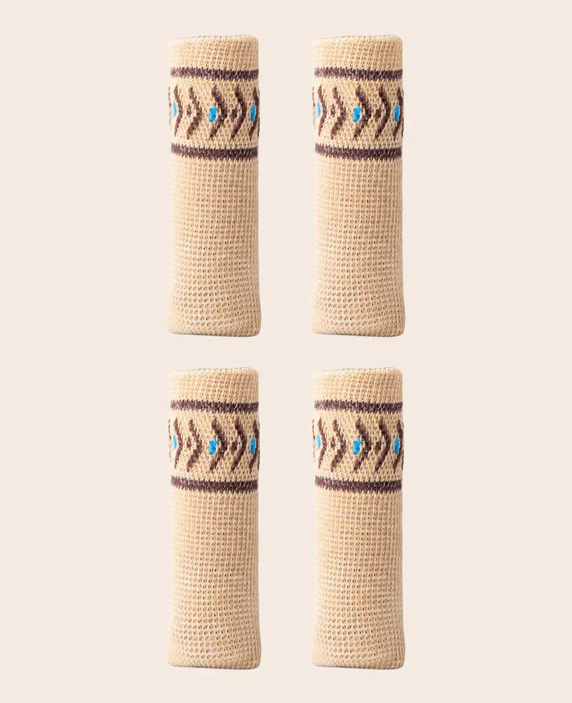 (4er Set) Stoff Stuhlbein Stulpen Schutz – Hellbraun mit Muster