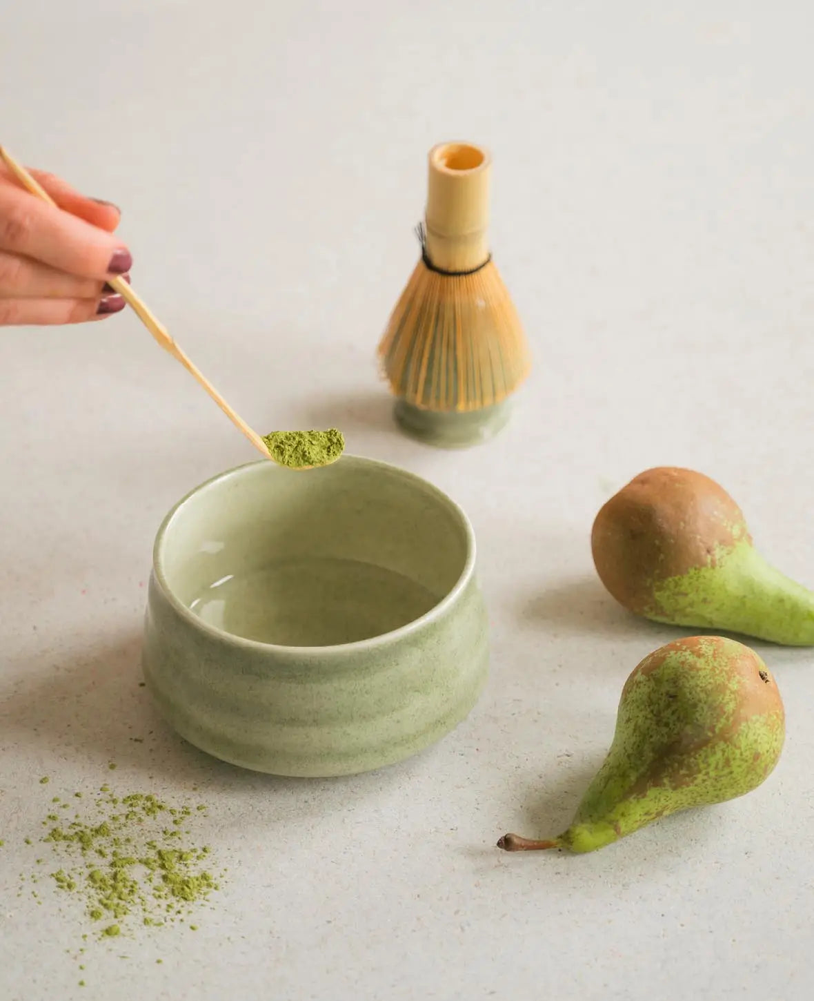 Keramik Matcha Tee Kit Japanisches Teezeremonie Zubehör - Grün, 4-tlg. Set