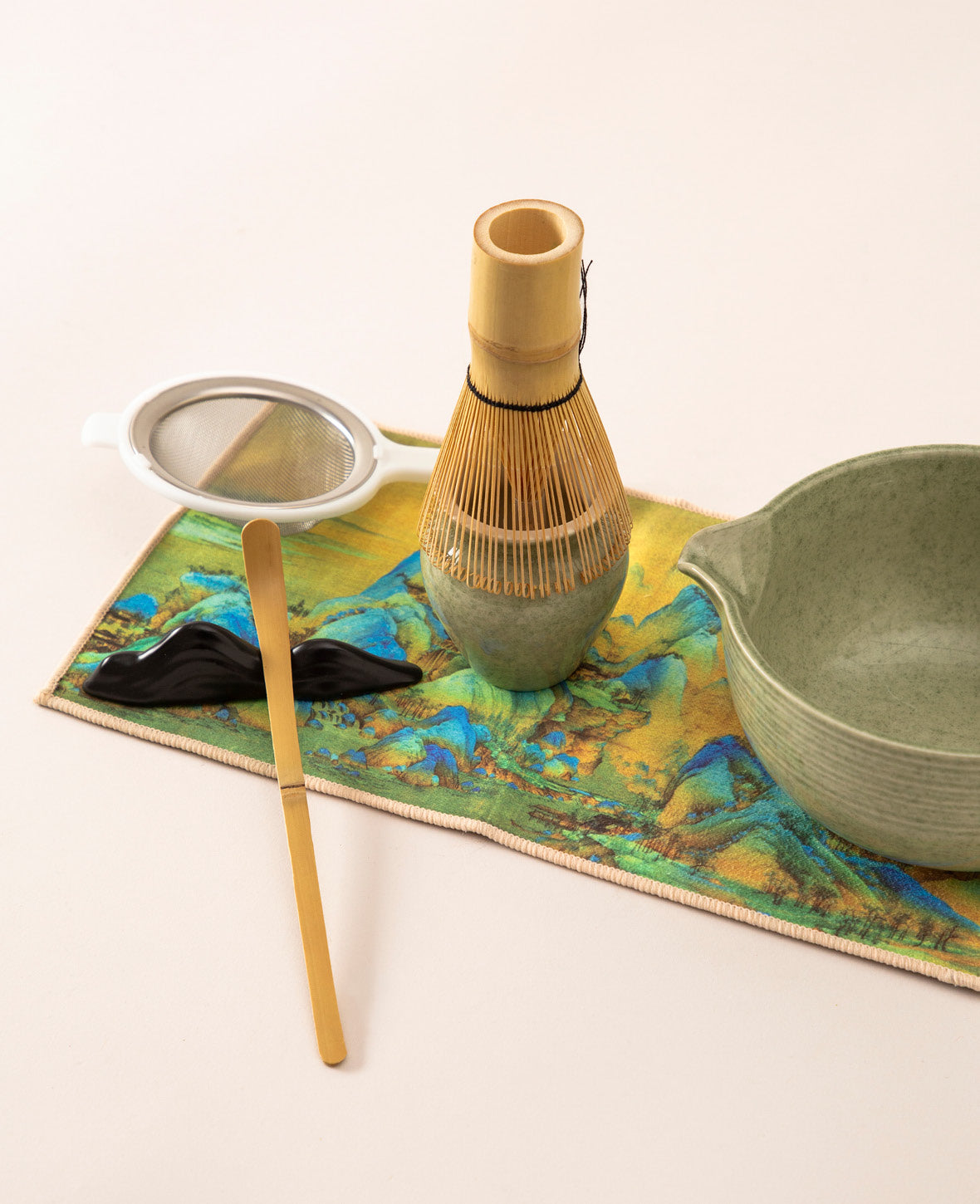 Keramik Matcha Tee Kit Japanisches Teezeremonie Zubehör - Grün, 7-tlg. Set
